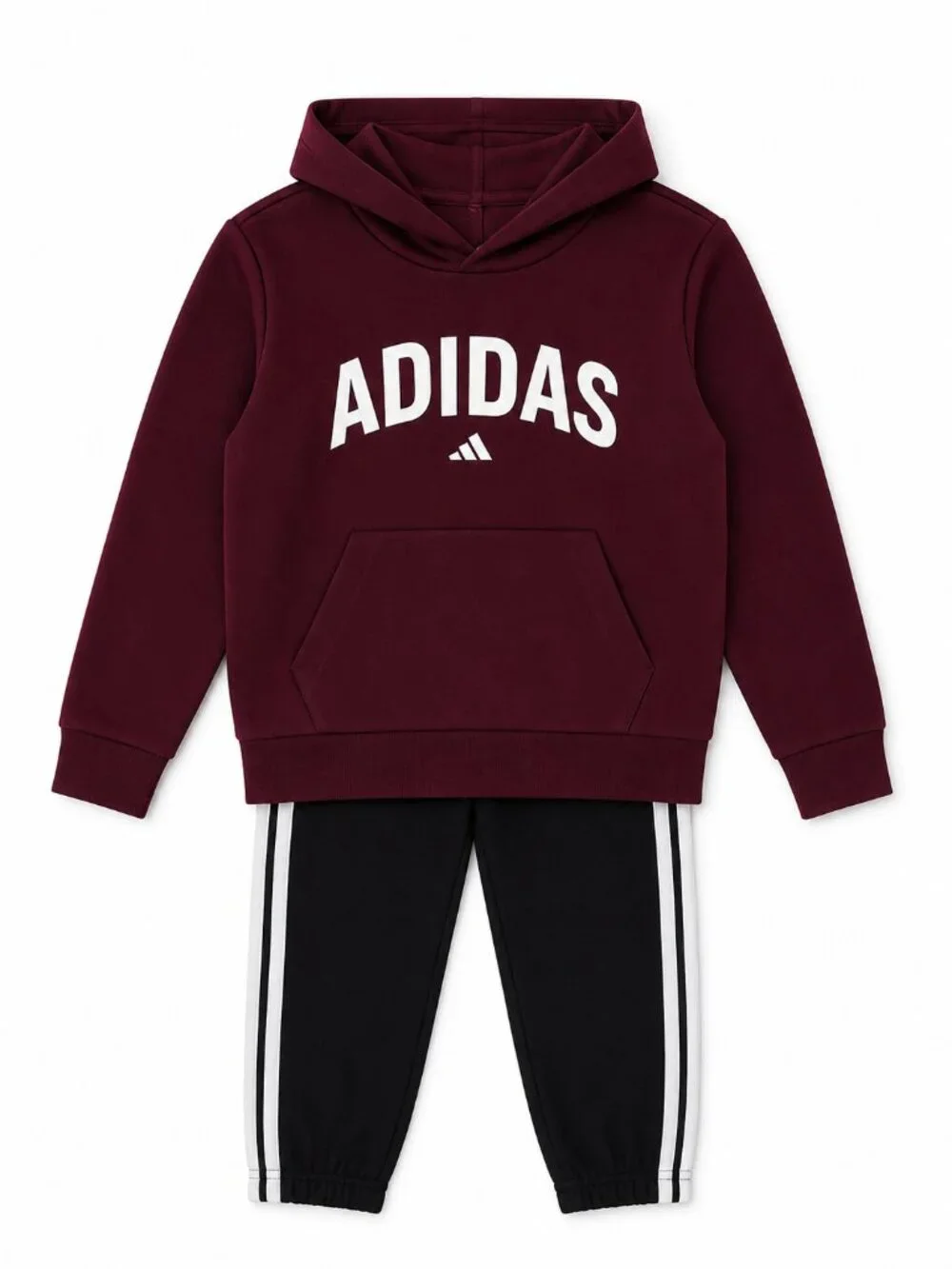 NWT Adidas Toddler Boys 2T Burgundy Hoodie Jogger Set Tracksuit Outfit
